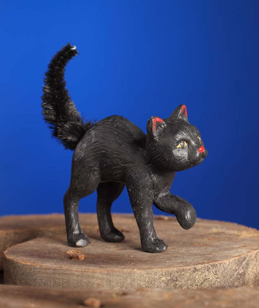 Scaredy Cat Figurine with Chenille Tail Bethany Lowe Vintage